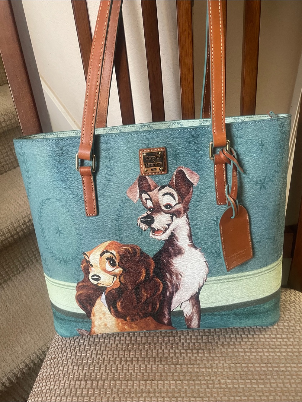 Disney Dooney & Bourke Teal and Brown Lady & The Tramp Tote